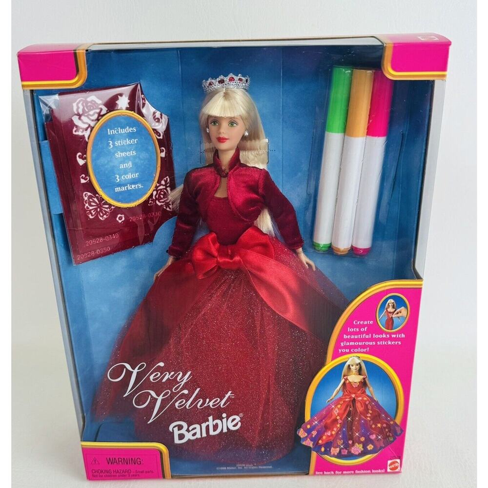 Barbie Very Velvet Doll 20528 Vintage‎ 1998 Markers Stickers Blonde New